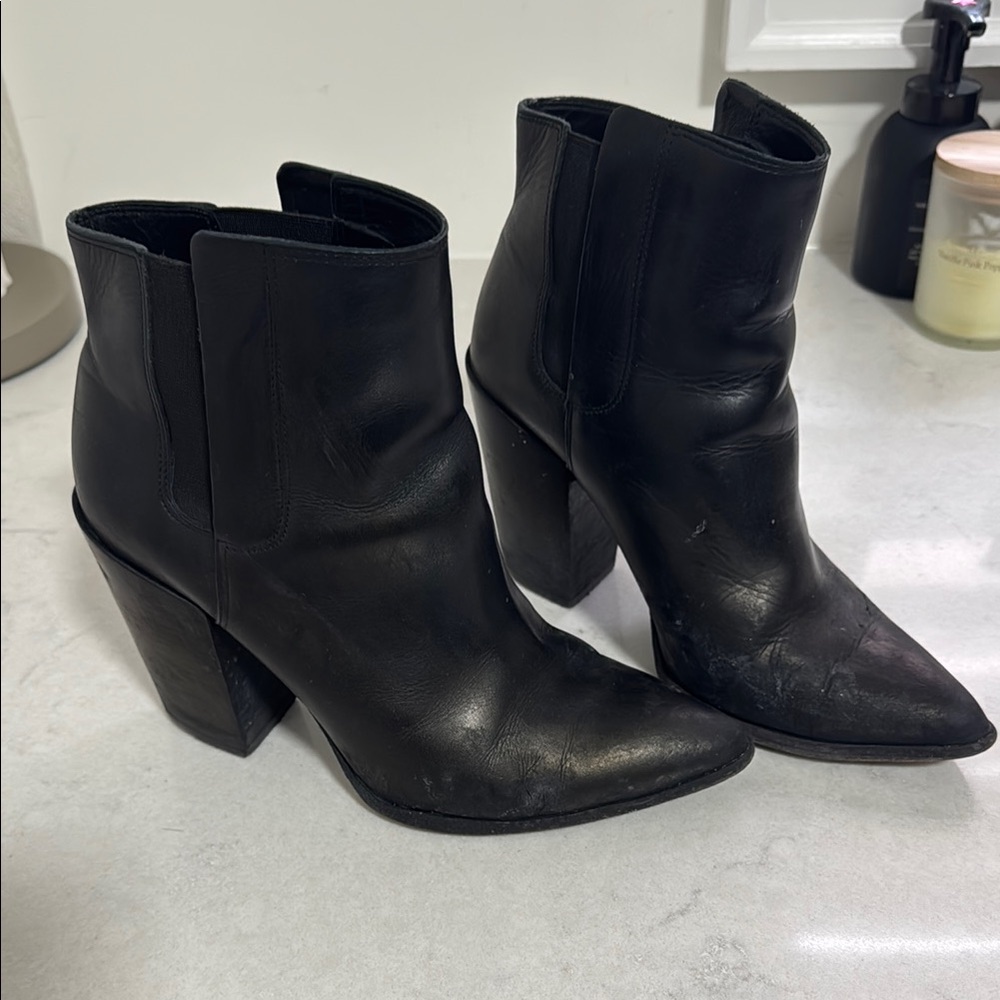 Black All Saints Leather Ankle Boots